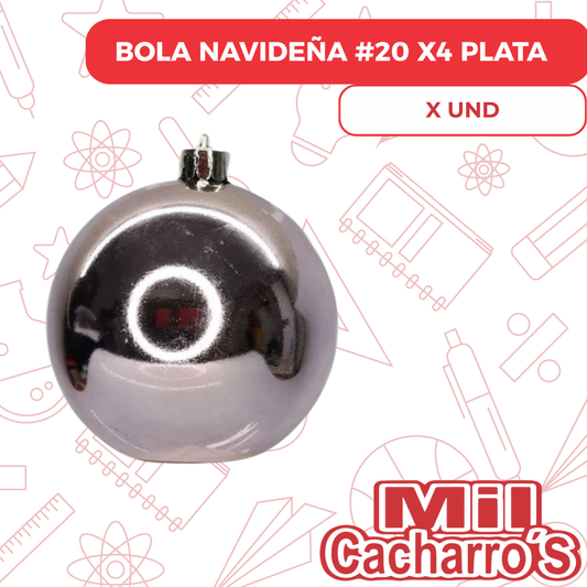 Bola Navideña #12 X4 Plata