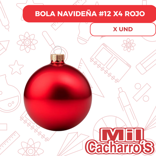Bola Navideña #12 X4 Rojo