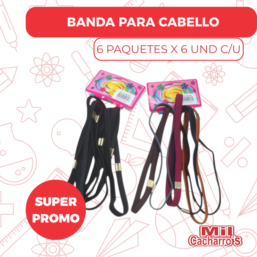 Banda Delgada Para Cabello 6 Paquetes X6 Unidades C/u