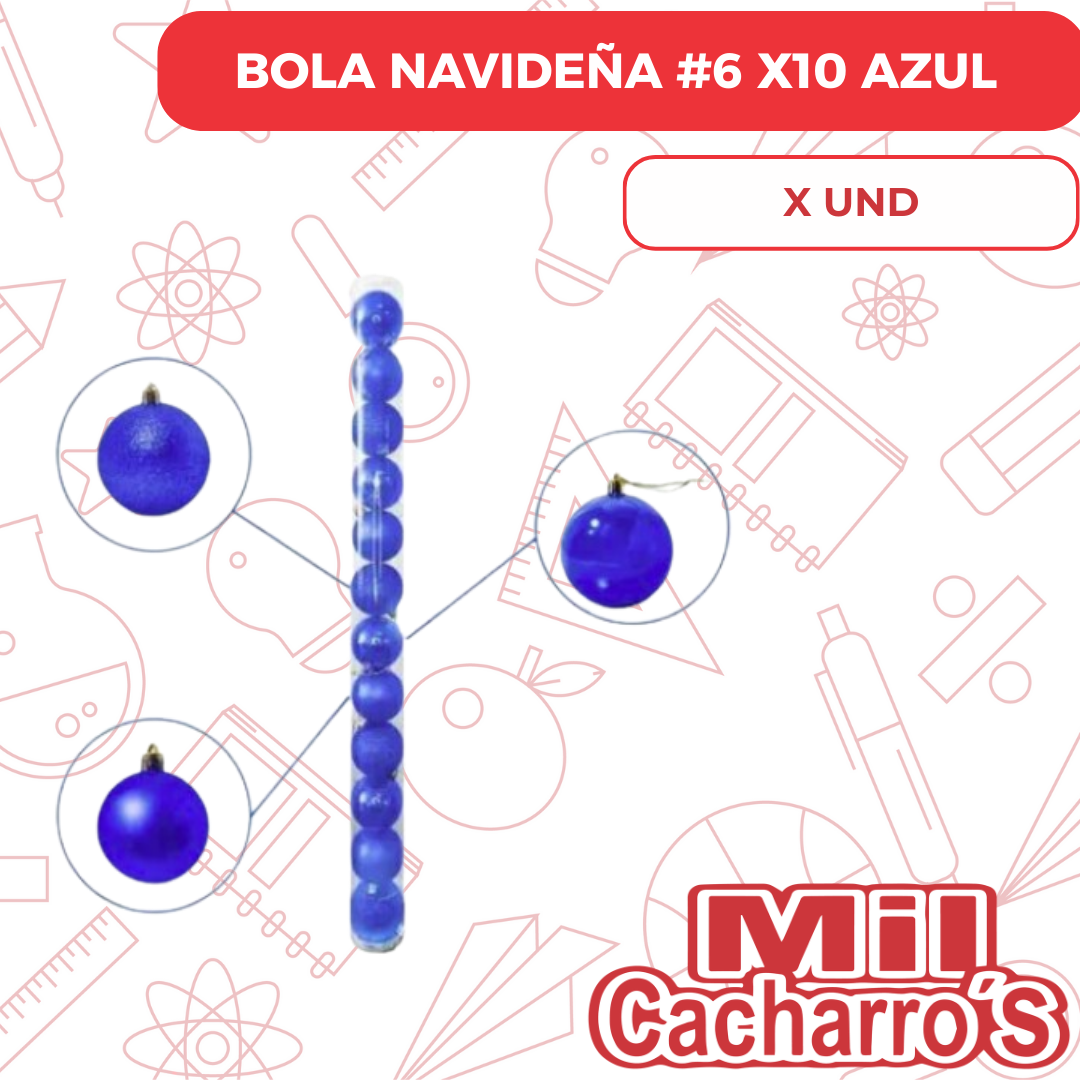 Bola Navideña #6 X10 Azul