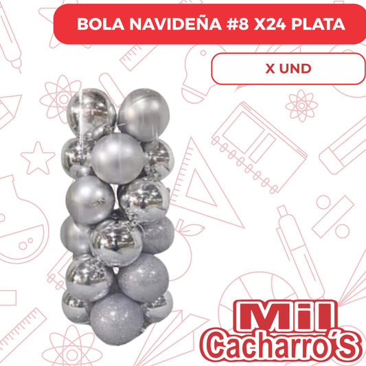 Bola Navideña #8 X24 Plata