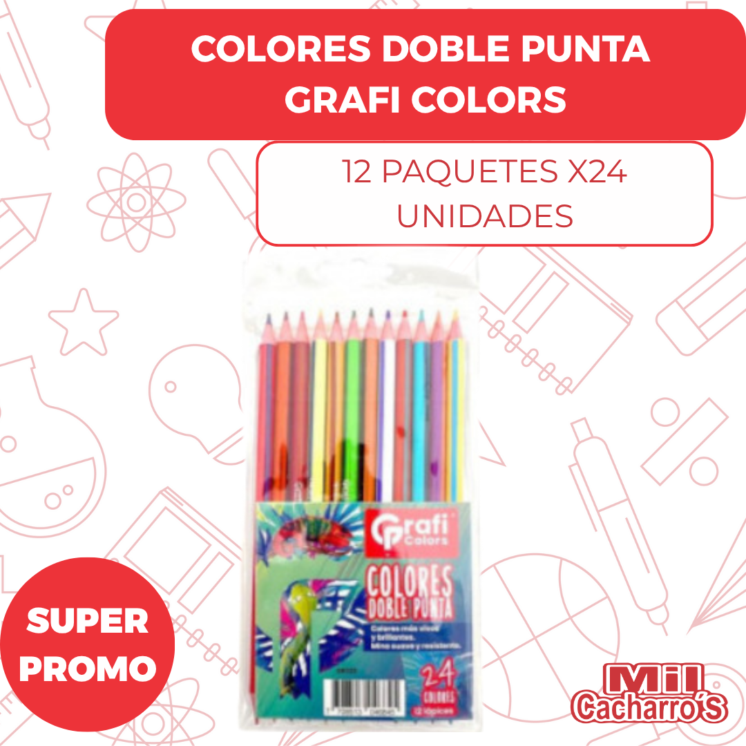 Lapices De Colores Grafi Colors Doble Punta X24 Colores GR223 X12 Paquetes