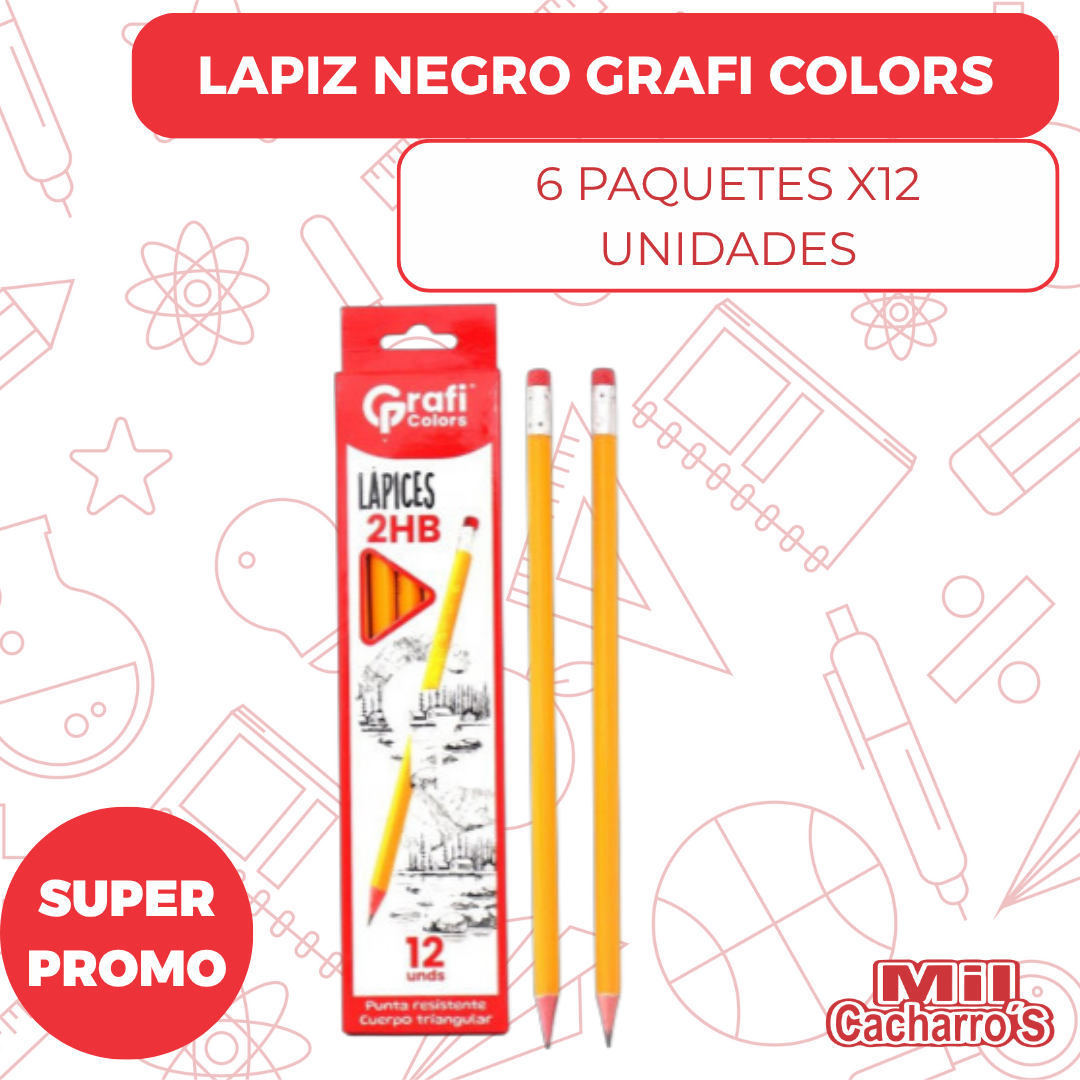 Lapiz Grafi Colors HB Estandar GR230 12 Unidades X6 Paquetes