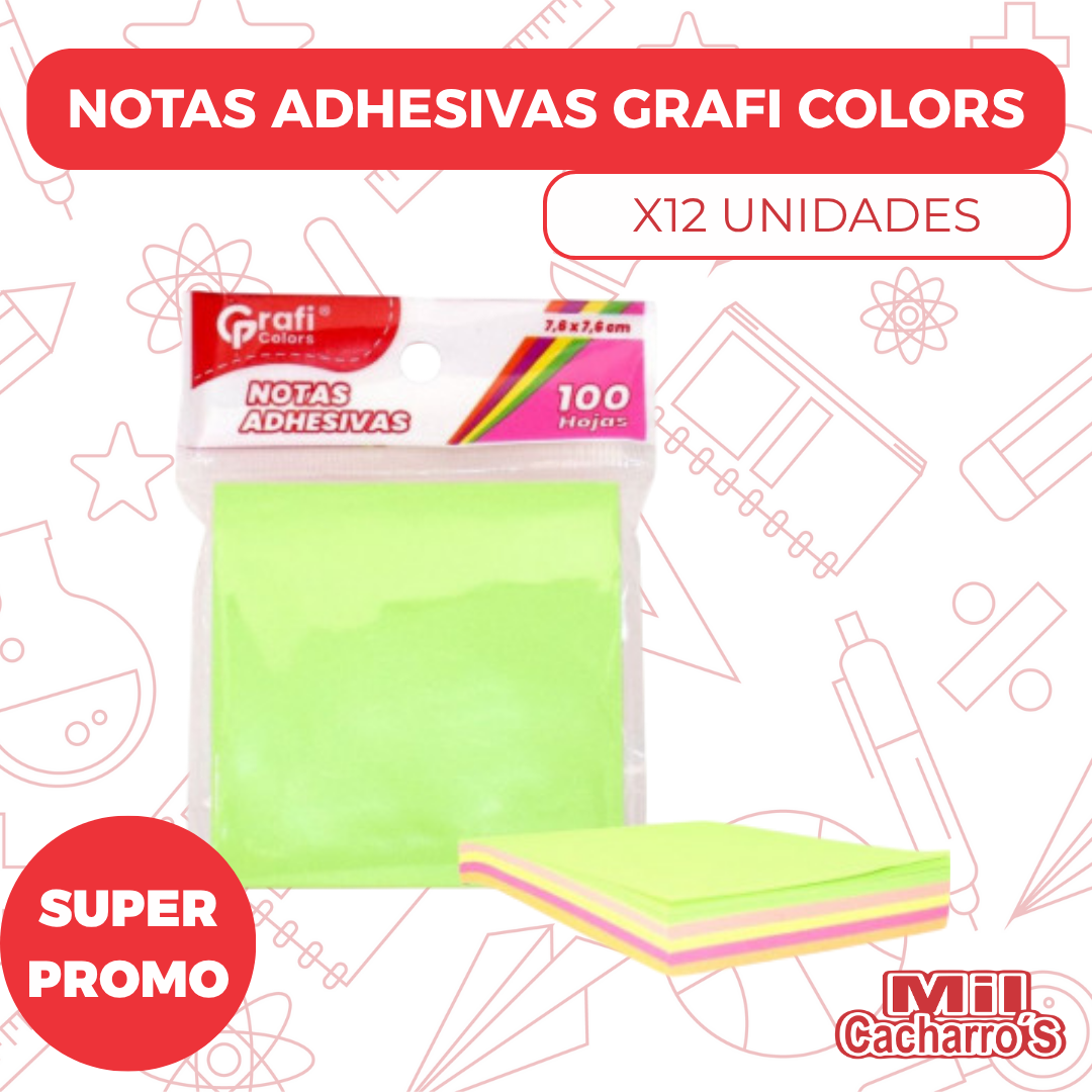 Notas Adhesivas Grafi Colors Colores Surtidos X100 GR135 X12 Unidades