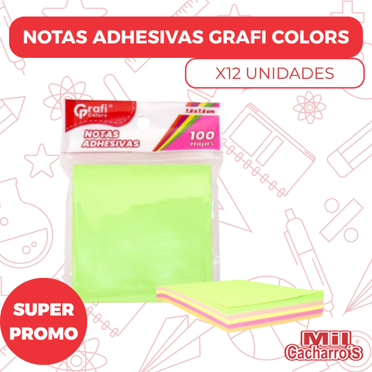 Notas Adhesivas Grafi Colors Colores Surtidos X100 GR135 X12 Unidades