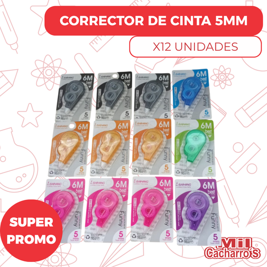 Corrector De Cinta 5MM X12 Unidades